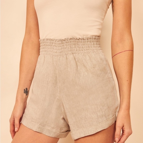 REFORMATION Nashville Linen Short In Oatmeal - Picture 1 of 9